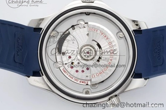 0328 Fashionable Seamaster Diver 300M ZF 1:1 Best Edition Blue Ceramic Blue Dial on Blue Rubber Strap A 7822